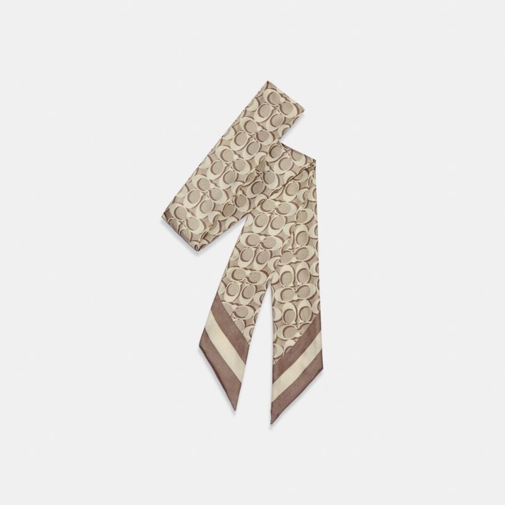 NWT Coach Outlet Signature Print Silk Skinny Scarf